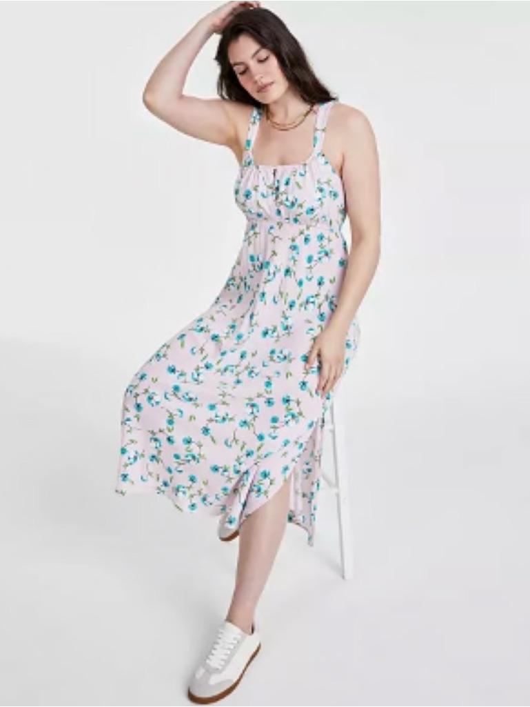 Summer Dress Floral Flowy On 34th Pink Size M